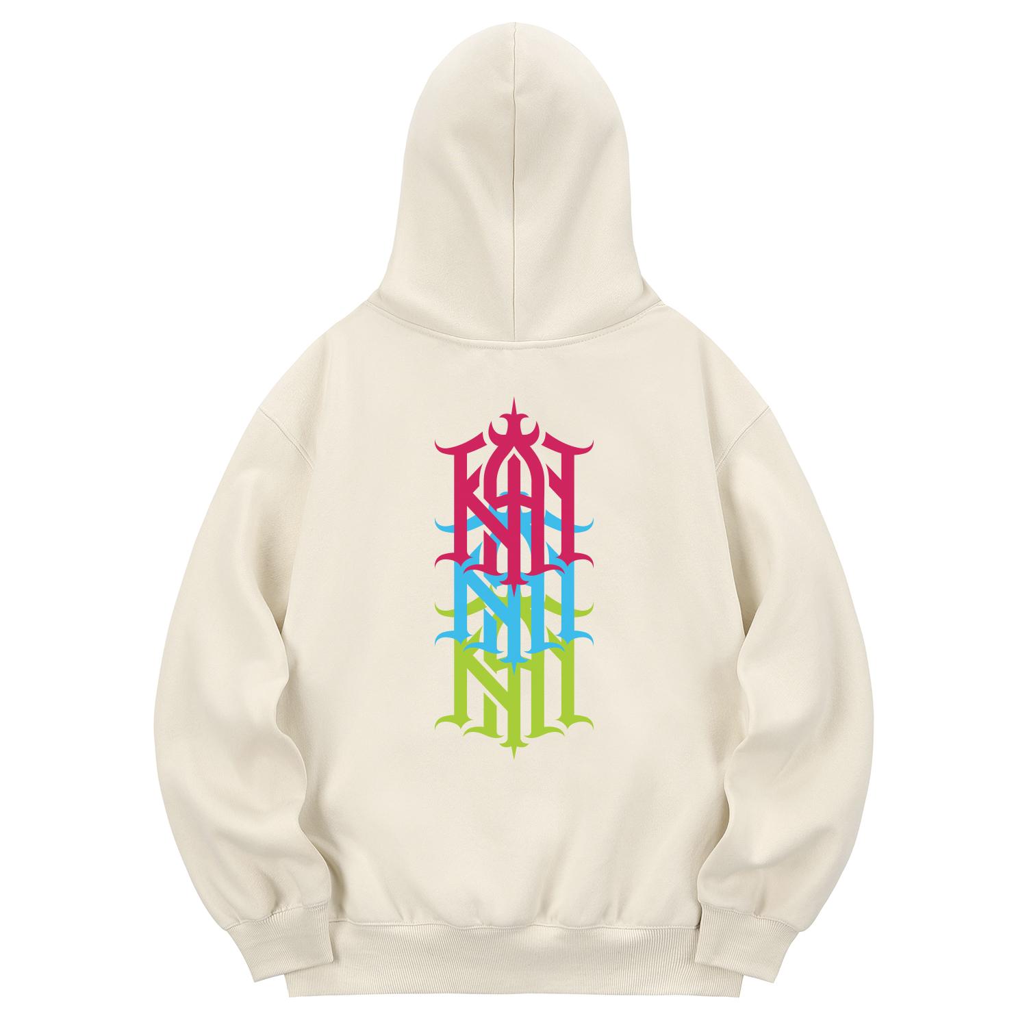 Khan 6312 Khc0046 Khan Symbol Cross Fleece Hoodie - Cream L