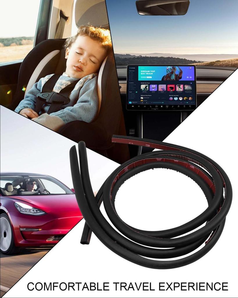 ZJZO5 Door Seal Soundproof Kit for 2025 Tesla Model 3 Y S X Rubber Weather Draft Seal Strip Wind Noise Kit Front Trunk Cover Strip