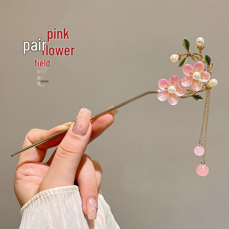 Elegant Retro Tassel Hairpin for Hanfu Updo - Women's Chinese Style Metal Hair Clip