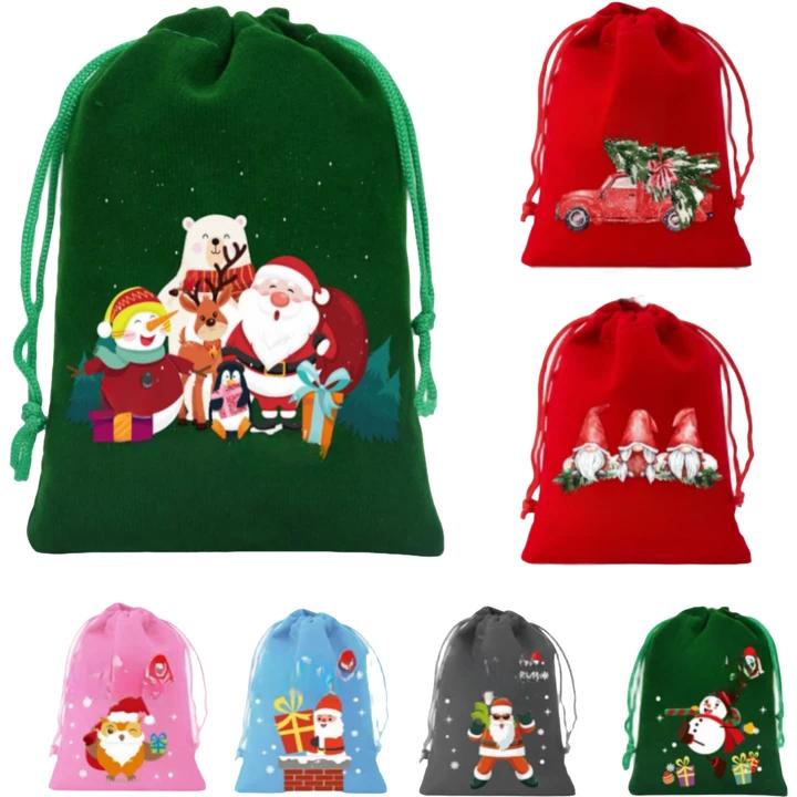 Nikolaussack Set Kordelzug Geschenktaschen Verschiedene Größen Erhältlich Großes Set Festlicher Geschenktaschen Saisonale Feiern