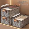Houndstooth Foldable Quilt Storage Box with Lid - Large Wardrobe Bin for Clothes & Pants.