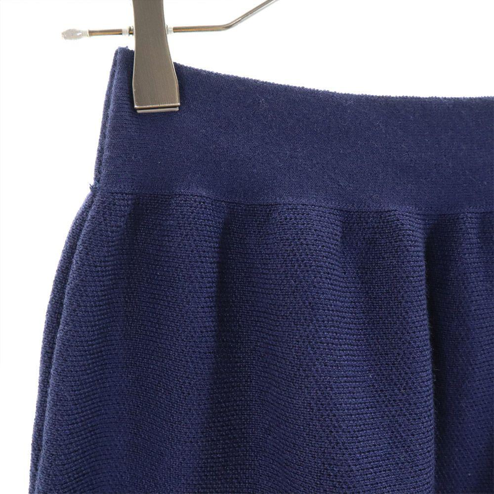 unused BARNEYS NEWYORK wool blend Midi length knit skirt 38 Navy Women Used