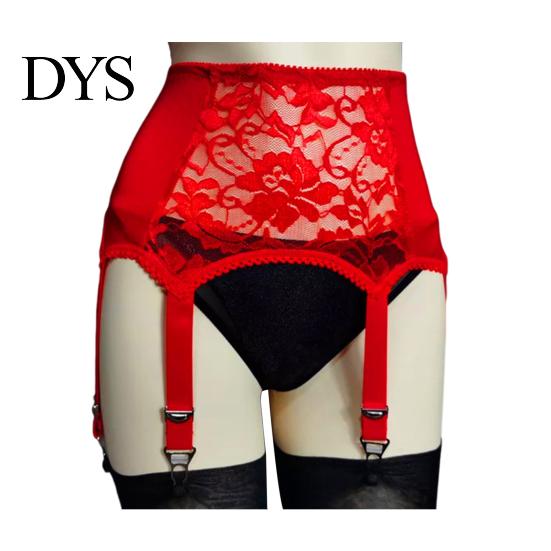 Charm Körperkonturen Strumpfhalter Damen Strumpfhalter mit 6 Krallen Ausgeschnitten Durchsichtig Spitze Florale Stickerei Einfarbige Hohe Taille Elastische Strümpfe Halter