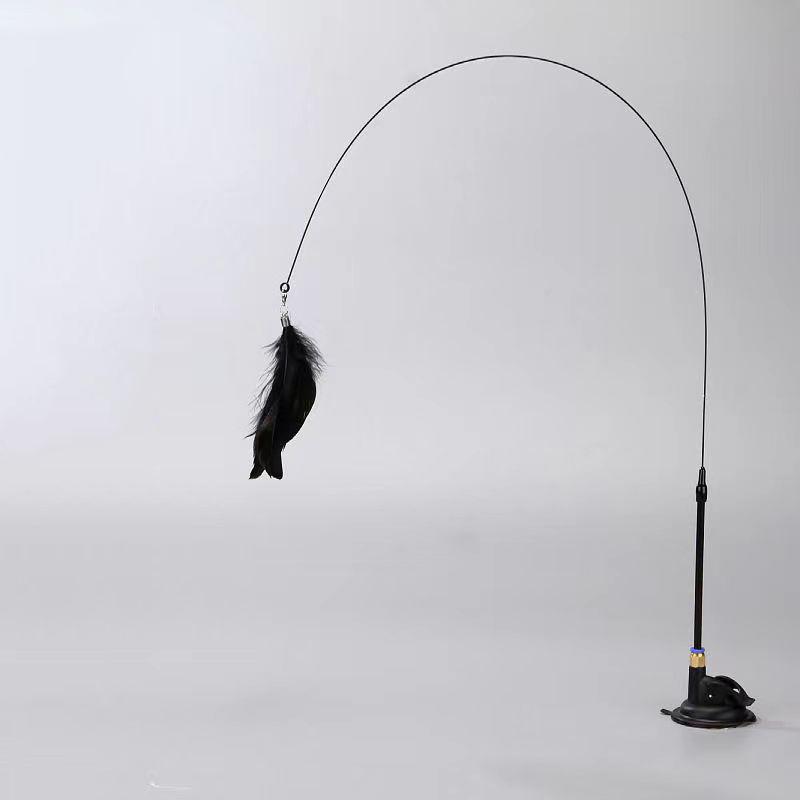 

Игрушка-дразнилка для кошек - Интерактивный колокольчик и палочка-перышко - Длинная палка с присоской для захватывающих игровых приключений - Лучшая игрушка для кошек чёрный