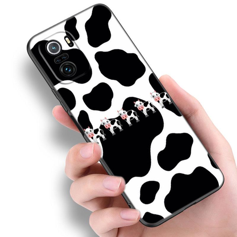 Cow Pattern Black White Phone Case For Xiaomi Redmi Note 5 6 9T K20 K40 K50 Pro 7A 8A 9A 9C 9i 10A 10C A1 S2 TPU Black Cover