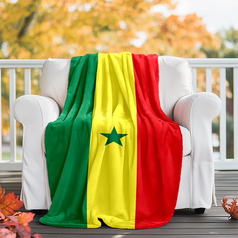 Senegal Flannel Blanket Soft All-Season Throw, Design for Camping, Car Travel, Hiking Sofa, Bed, Office Perfect Gift for Parties