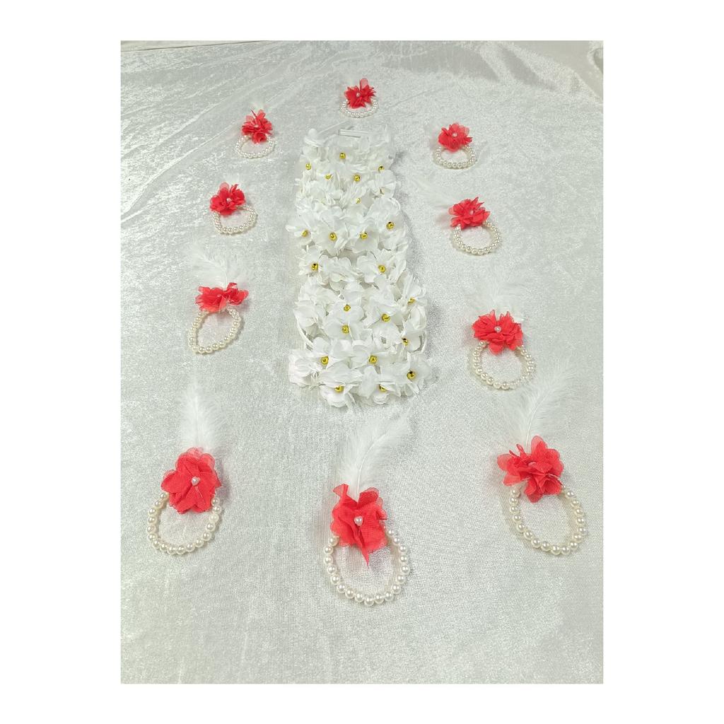 White Laser Rose And Pearl Bridesmaid Crown And Bridesmaid Bracelet, Henna Night, Bachelorette Party, Bride To Be