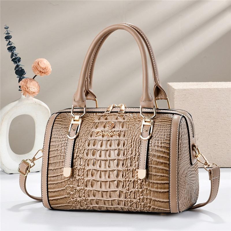 Premium Croc Print Boston Handbag For Ladies, Stylish Multiway Shoulder & Crossbody Daily Bag