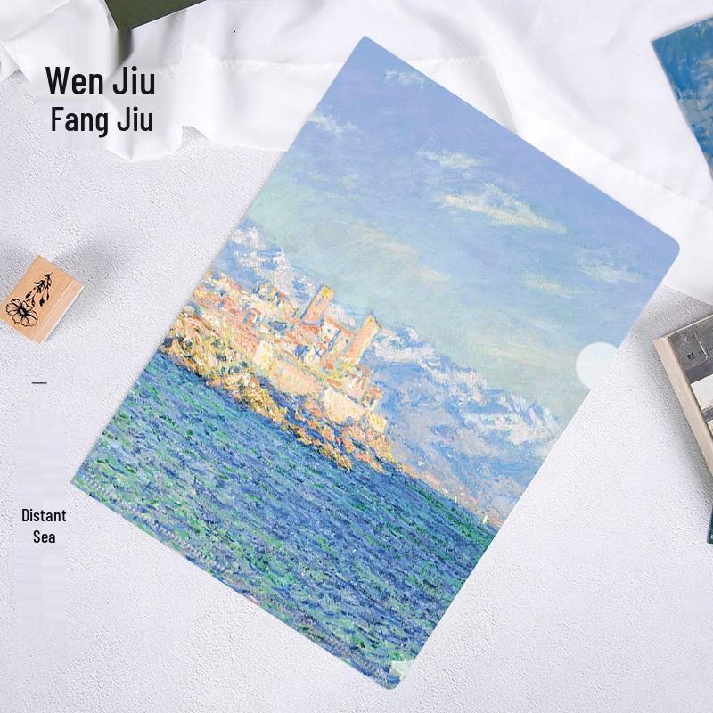 World-Famous Paintings L-Shaped A4 Folder - Monet & Van Gogh Art Design for Students and Office