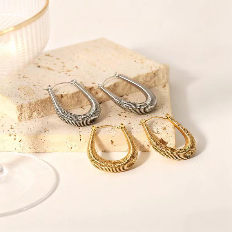 Titanium Steel U-Shaped Spring Earrings - Light Luxury High-End Women's Jewelry