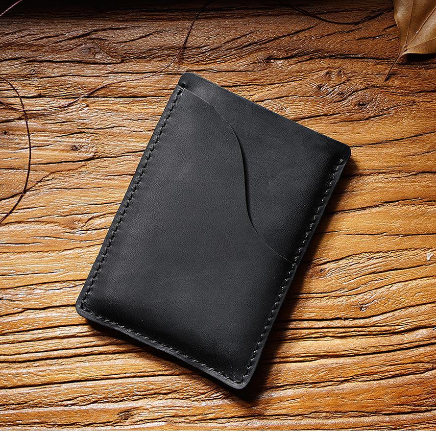 Retro Crazy Horse Leather Ultra-Thin Card Holder: Top Layer Cowhide with Multifunctional Storage