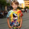 T-shirt 3D Dinosauro per Ragazzi Manica Corta Stampa 3D Estate Sport Attivi Moda Poliestere Bambini 3-12 Anni Girocollo Outdoor Casual Quotidiano Vestibilità Regolare