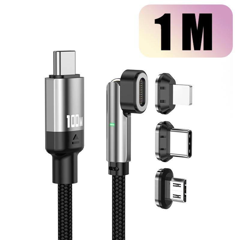 Magnetic 180° Rotating PD100W 3-in-1 Cable for Android, Apple Phones & Laptops
