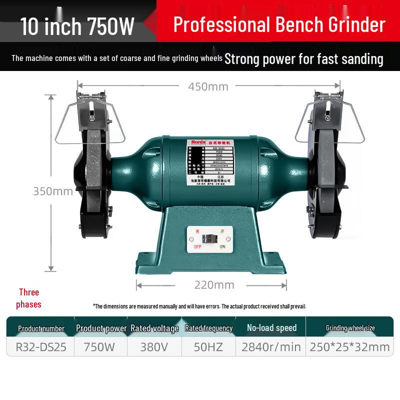 Ronix Industrial Benchtop Grinding & Polishing Machine CN Plug (adapter Included)