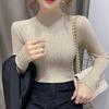Semi-high-neck Sweater Solid-color Pullover and Fitted Knitted Sweater Are Worn Inside