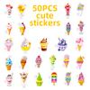 50 Cartoon Ice Cream Desserts Cute Expression Graffiti Stickers Easy To Tear Small Handle Suitable For Children Hand Stickers