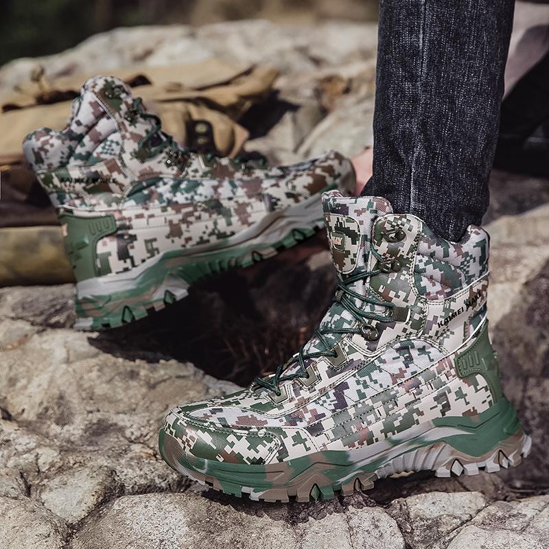 Men High-top Boots Men Outdoor Anti-slip Ankle Boots Comfortable Shoes Men Wear-resistant Thick-soled Casual Hiking Shoes Men