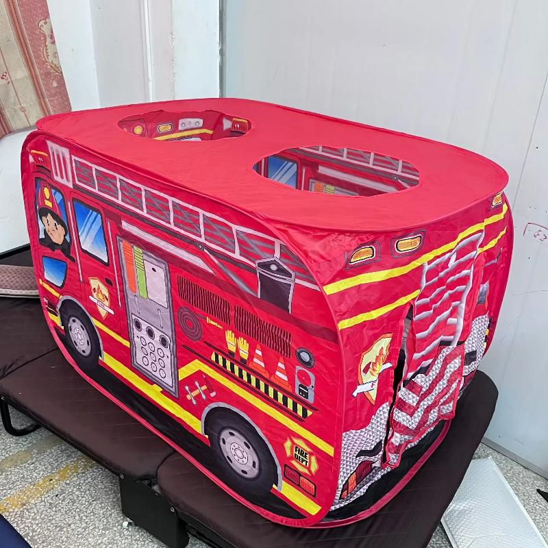 Kids Children Tent Popup Play Tent Toy Garden Lawn Foldable Playhouse Fire Truck Game House Bus Tent Indoor Outdoor Game