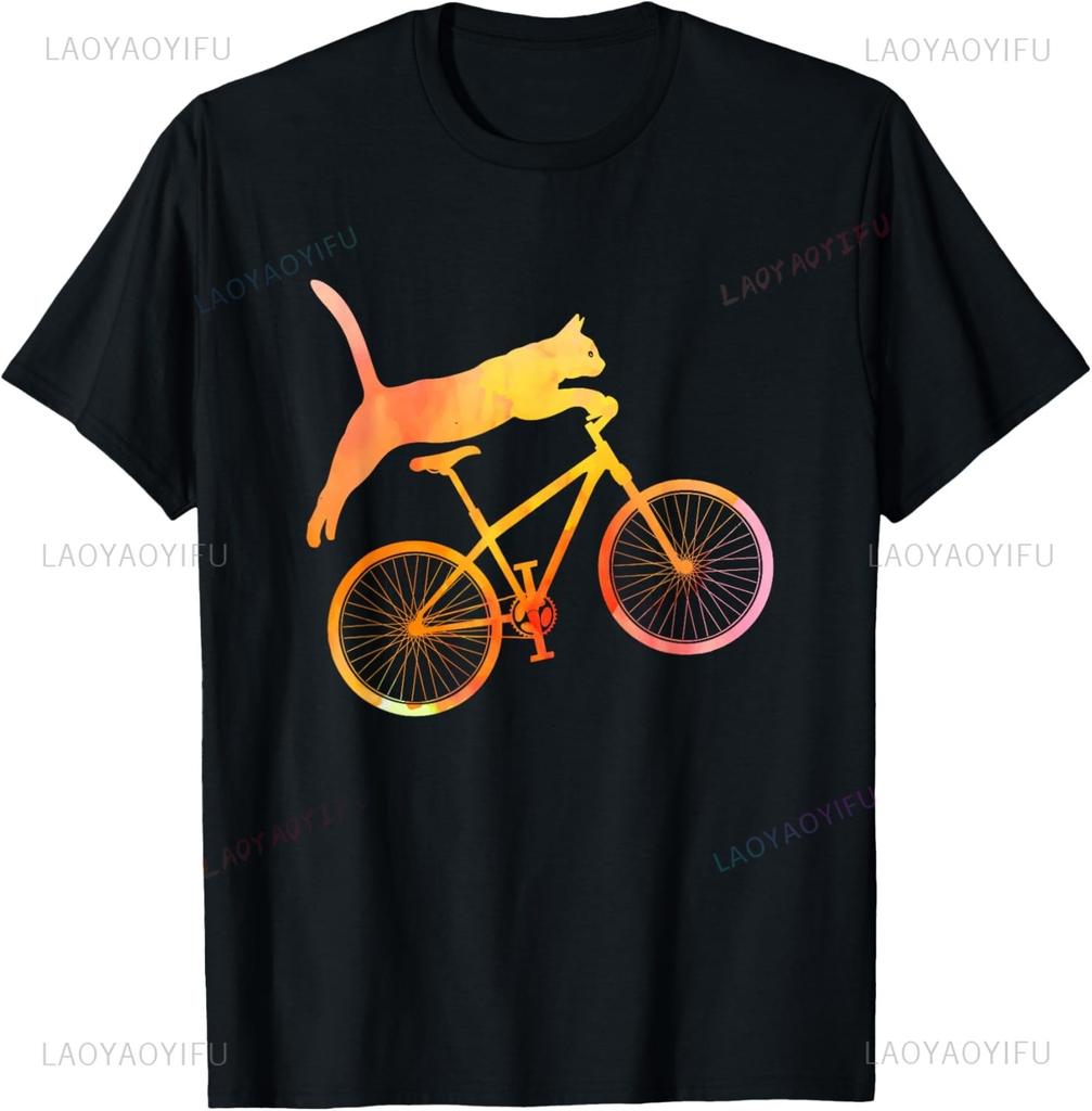 Funny Cat Riding BMX Art for Unisex Women BMX Bike BMX Lover TShirt Unisex Clothing Tops Graphic T Shirts Camisas Streetwear