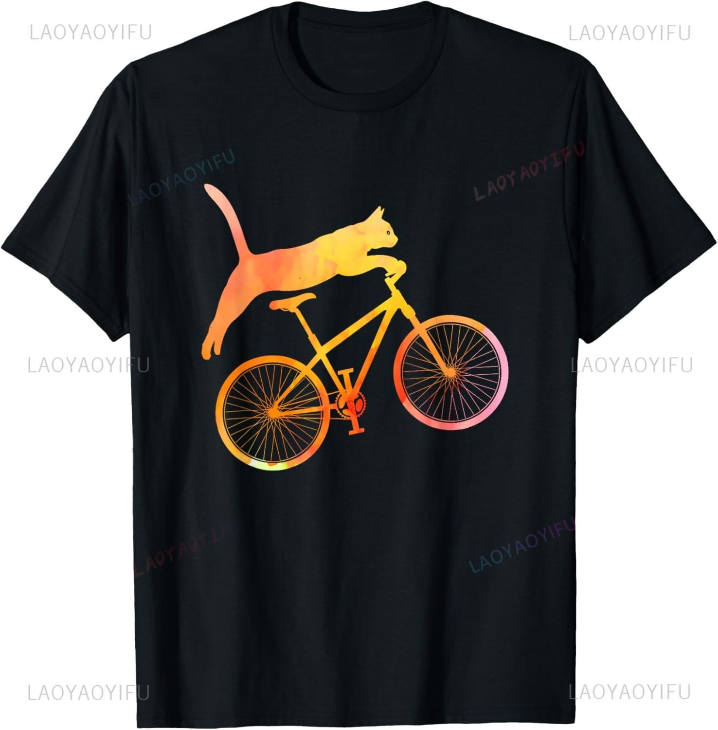 Funny Cat Riding BMX Art for Unisex Women BMX Bike BMX Lover TShirt Unisex Clothing Tops Graphic T Shirts Camisas Streetwear S