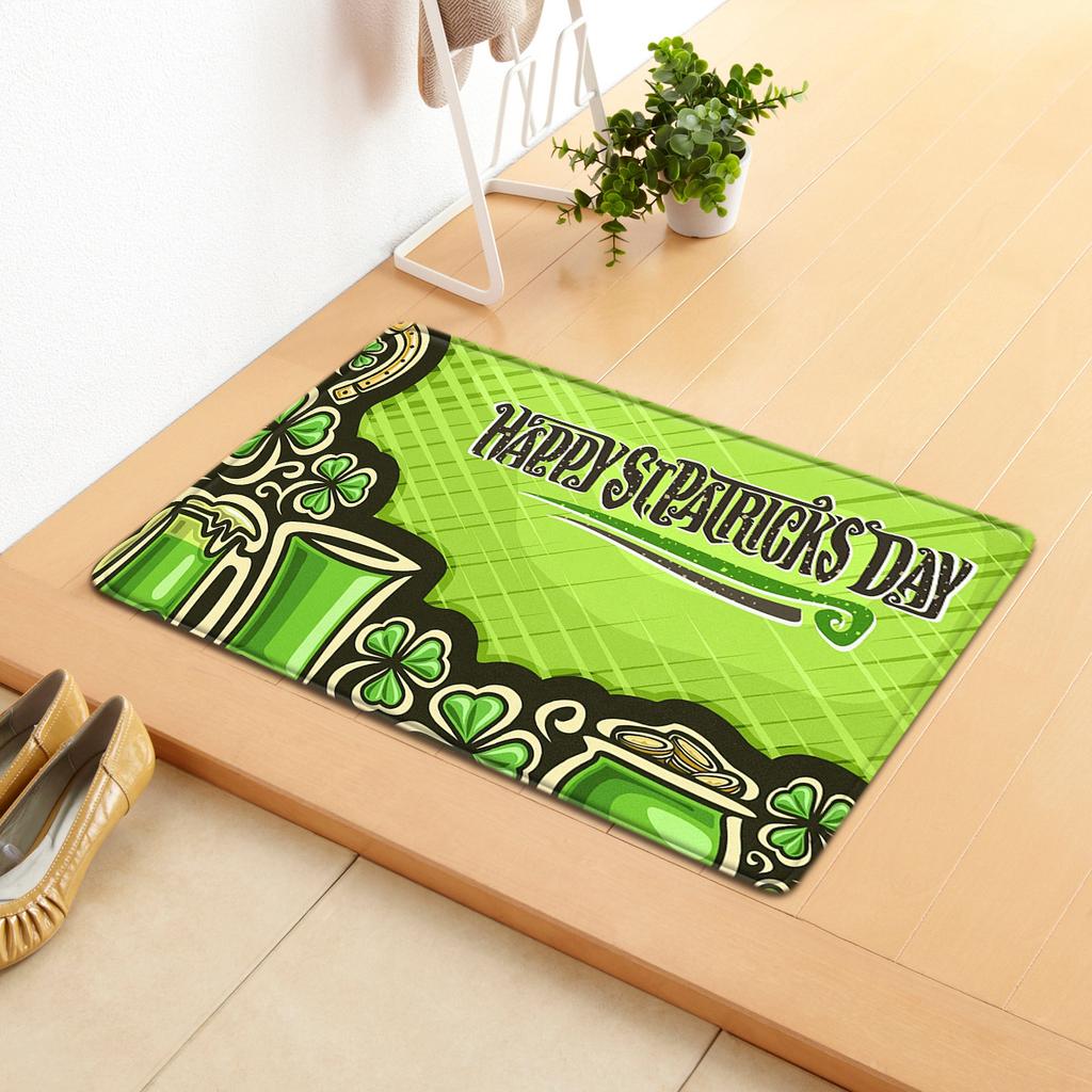Irish Door Mat St. Patrick'S Day Absorbent Floor Mat Bedroom Shamrock Non-Slip Carpet