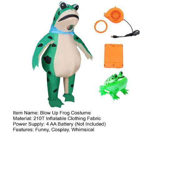 Nadmuchiwany kostium żaby dla dorosłych i dzieci, zabawny kostium żaby do nadmuchiwania z pompką powietrza, kombinezon żaby na całe ciało na Halloween, cosplay