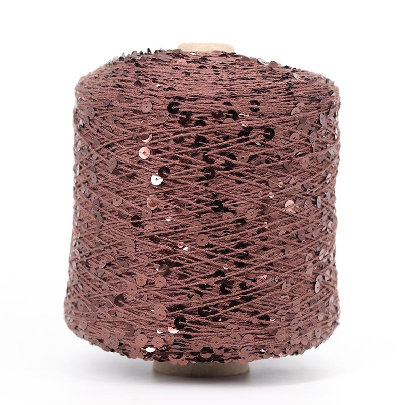 Hand-Knitted Bright Cotton Yarn with Sequins, 3MM+6MM, Combed and Fancy