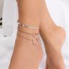 Metal circle chain geometric foot decoration simple double ring snake bone chain set anklet women