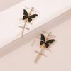 Sparkling Butterfly Drop Earrings with Tassels and Rhinestones