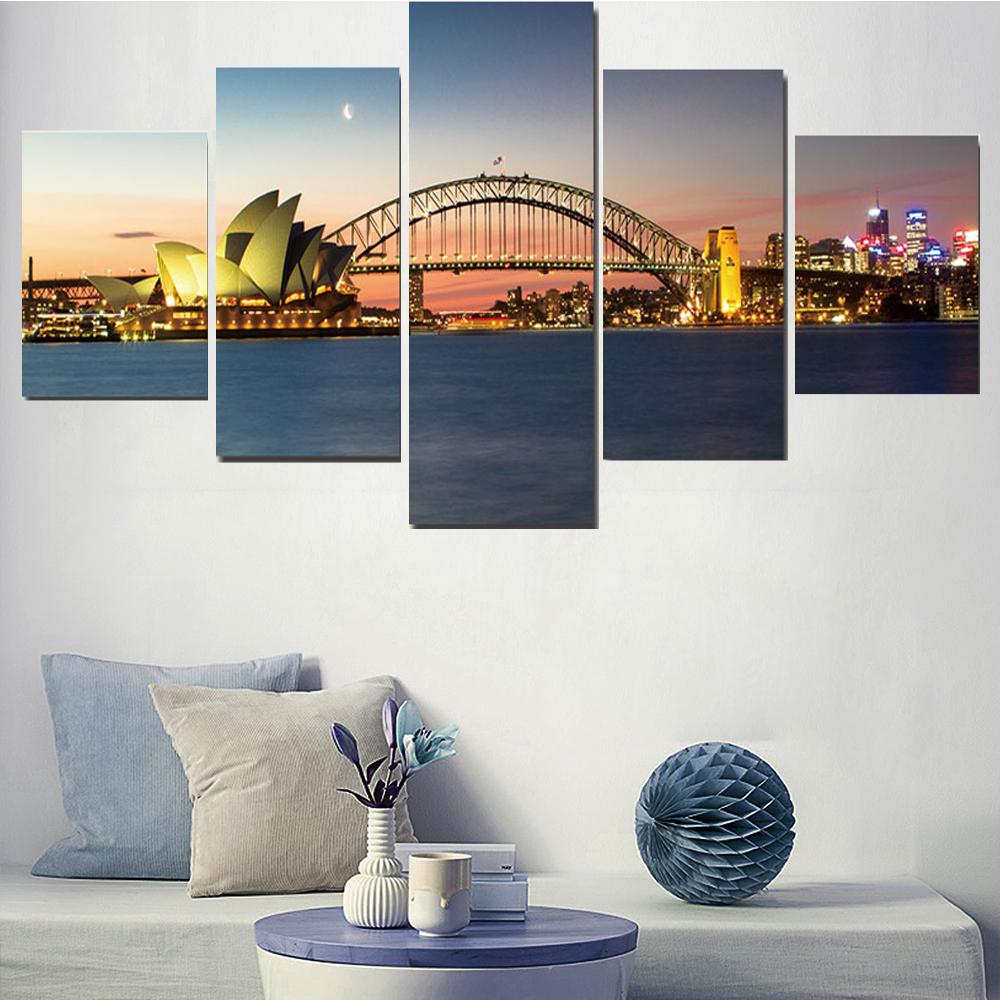 

5 предметов настенного искусства холст картины архитектура мост пейзаж постер современная гостиная спальня украшение дома картины без рамки 20x35cm*2 20x45cm*2 20x55cm*1 No Frame