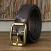 3,8 cm čistá hovězí kůže z pravé kůže pro pánské vysoce kvalitní džíny s mosaznou přezkou, kovbojský opasek, pánská módní návrhářská luxusní