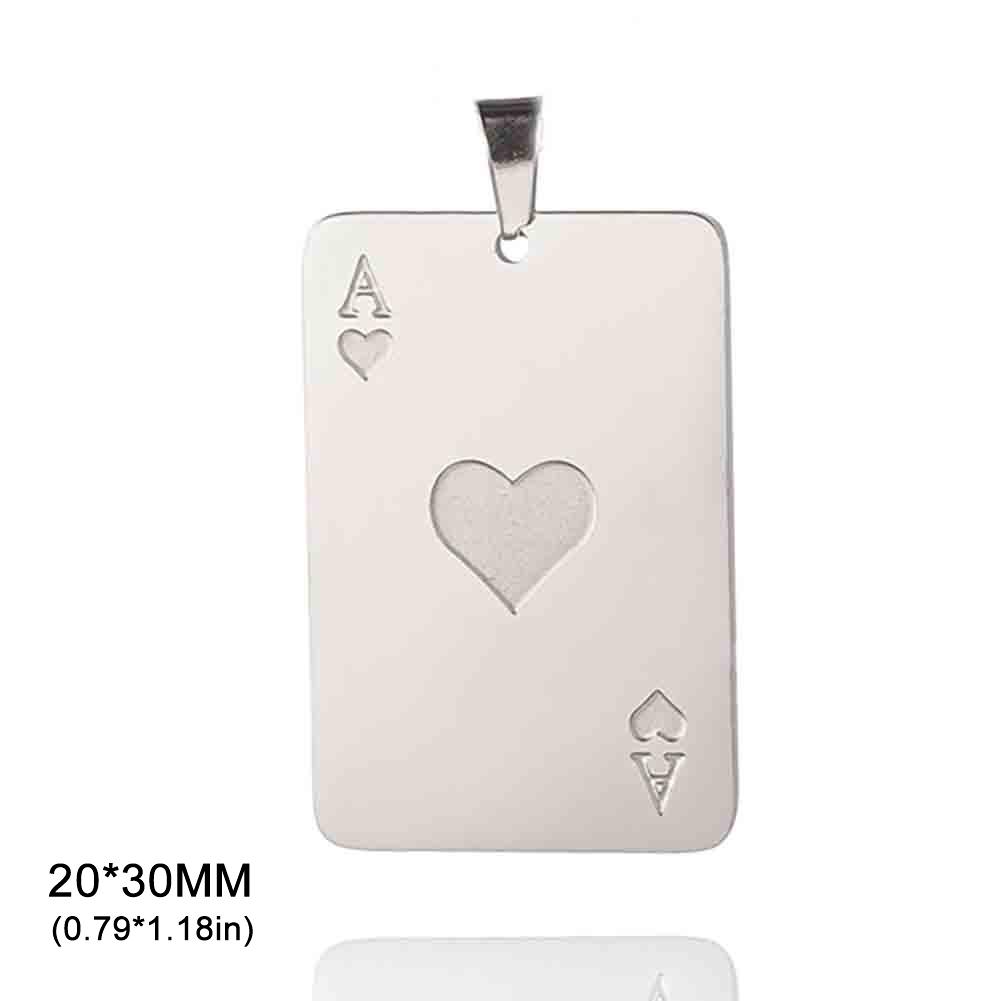 Teamer 3pcs/Lot Poker Card Ace of Hearts Pendant For Necklace Jewelry Making Stainless Steel Gold Color Charms Wholesale