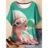 Women's T-shirt 3D Pattern Printed Casual Short Sleeved Cartoon Girl Image Print O-Neck Top Fashionable Street Women's Clothing