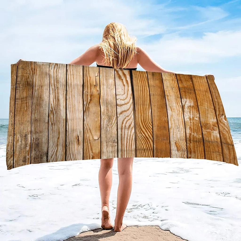 Retro Aged Barn Wood Beach Towel Sand Free Farmhouse Beach Towel Bathing Towel Lightweight Pool Towels for Adult Women Men