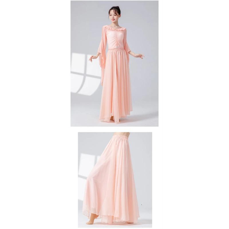 Moderner Tanz Culottes Locker Weiter Bein Rock Hose Chinesischer Volksnationaltänzer Übungskleidung Fließend Hanfu Klassisch Bühne