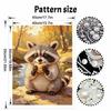 Sparkling Pearl Painting on Stretched Frame Cute Raccoon Eating DIY Bead Art Canvas Relaxing Hobby Gift for Craft Lovers Creative Projects