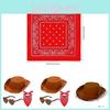 Kids Western Cowboy Hat Glasses Bandana Costume Set With Cotton Fabric For Party Dressup