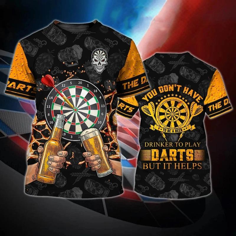 

Funny 3D Dart Turntable Print T Shirt For Men Fashion Sports Short Sleeve Tops Casual O-neck Oversized T-shirts Summer Clothing S