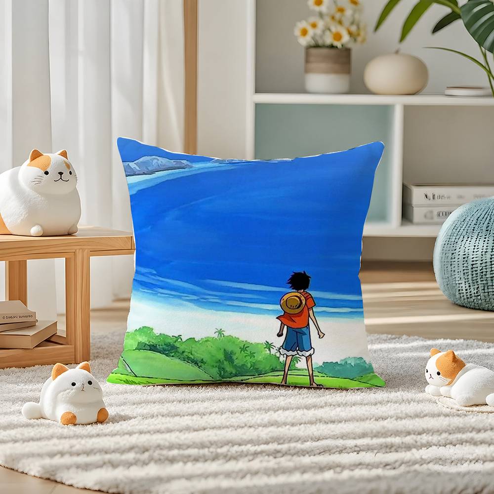 One Piece Jinbe Helmsman Anime Plush Pillow Cover Soft Short Plush Cushion Cover For Sofa Bedroom Home Decor Gift Decoration