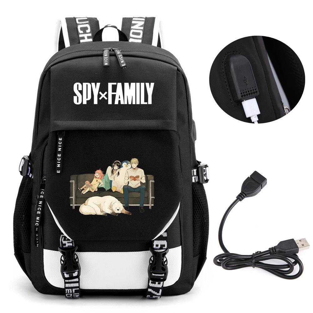 3-delige Schoolrugzakset voor Studenten Grote Capaciteit Oxford Stof Schooltas met Schouderband en Etui Spy x family spy school bag