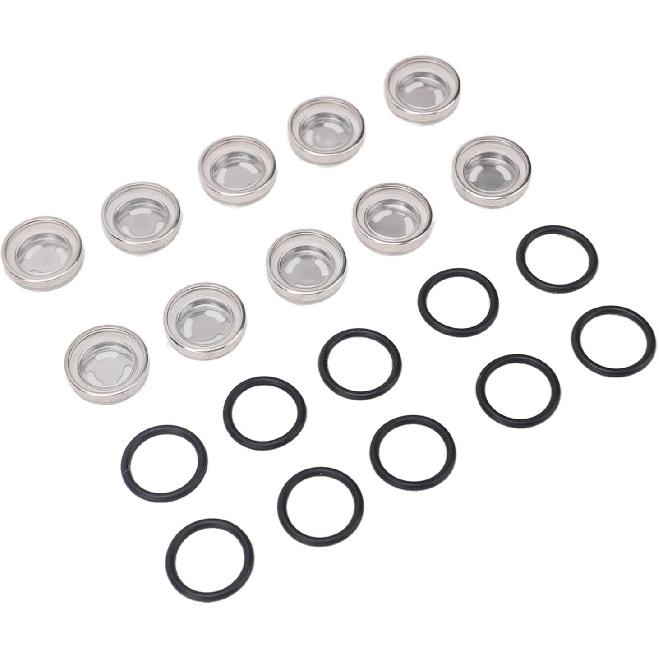 Bnineteenteam Brake Cylinder Reservoir Sight Glass, 10pcs Brake Master Cylinder Sight Glass with O Ring Motorcycle Brake Master Cylinder Window for