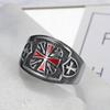 Drop Shipping US Size 7 - 14 Stainless Steel Red Armor Shield Knight Templar Crusade Cross Ring Medieval Signet Retro Vintage