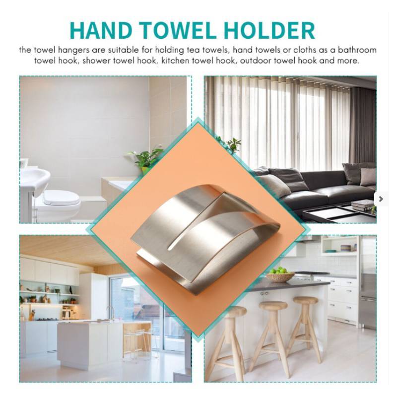 Modern Stainless Steel Towel Hook With Adhesive Mount For Bathroom And Kitchen Storage