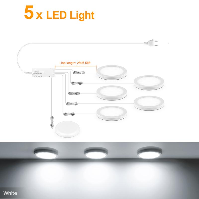 Ultradünne 5W LED Deckenpaneelleuchten Dimmbar Touchsensor Schrankleuchte für Schrank, Ausstellungsregal, Schrank