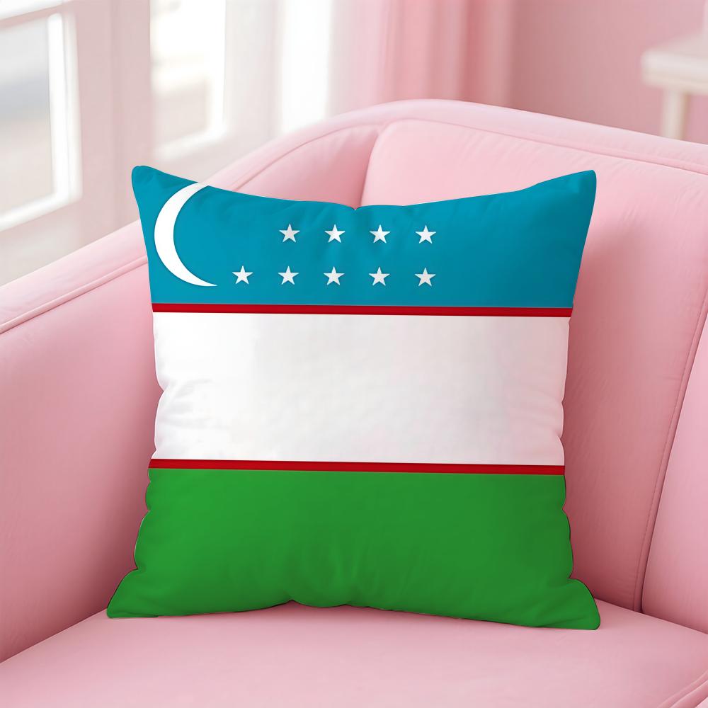 Uzbekistan Uzb Flag Cushion Cover Eco-Friendly Odorless Healthy Pillowcase Soft & Comfortable Kid-Safe No Filling