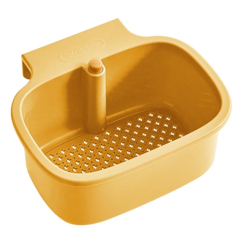 

Draining Basket Quick Drain Stainless Steel Press Wall Mounted Dish Rack For Kitchen Countertops Organization жёлтый