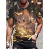 Cute Cat Print T-Shirts for Men Casual Short Sleeve Tee Men O-Neck Tops 3D Print
