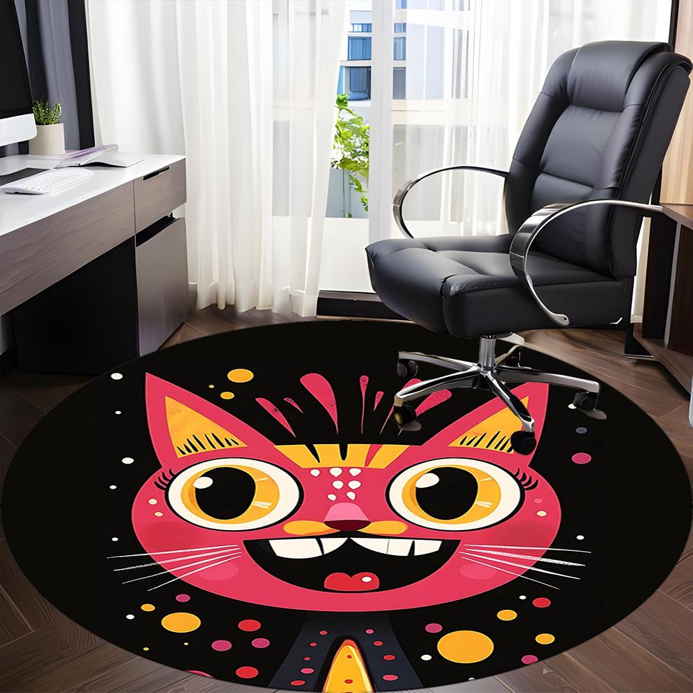 1pc Cat Whiskers Office Round Area Rug, Indoor Mat Suitable For Office, Under Office Chairs Bedroom Living Room Home Decor, Room Deco