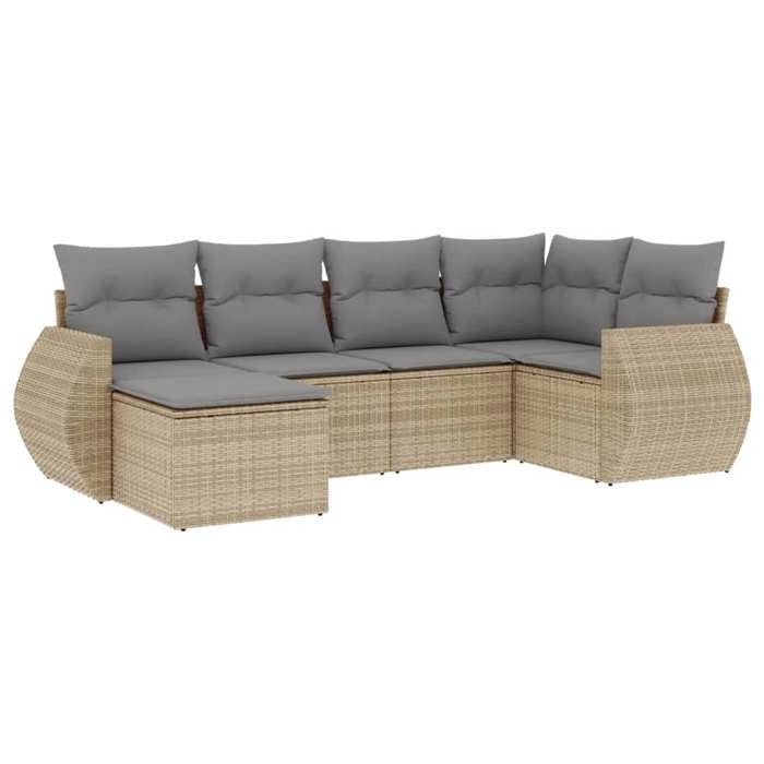 VidaXL Salon de Jardin avec Coussins 6 pcs, Canapés de Terrasse, Ensemble de Meubles de Patio, Mobilier d'Extérieur, Beige 3221658