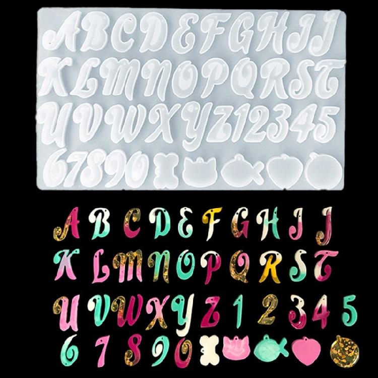 Reversed Silicone Alphabet Resin Molds Letter Ornament Epoxy Resin Casting Mold